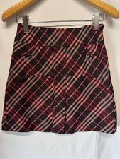 Burberry Blue Label Nova Check Pleated Skirt Brown Red Size 38 New