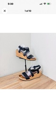 Birkenstock Papillio Sibyl Wedge Sandals Black Leather Women s Sz 38 US 7.5/8