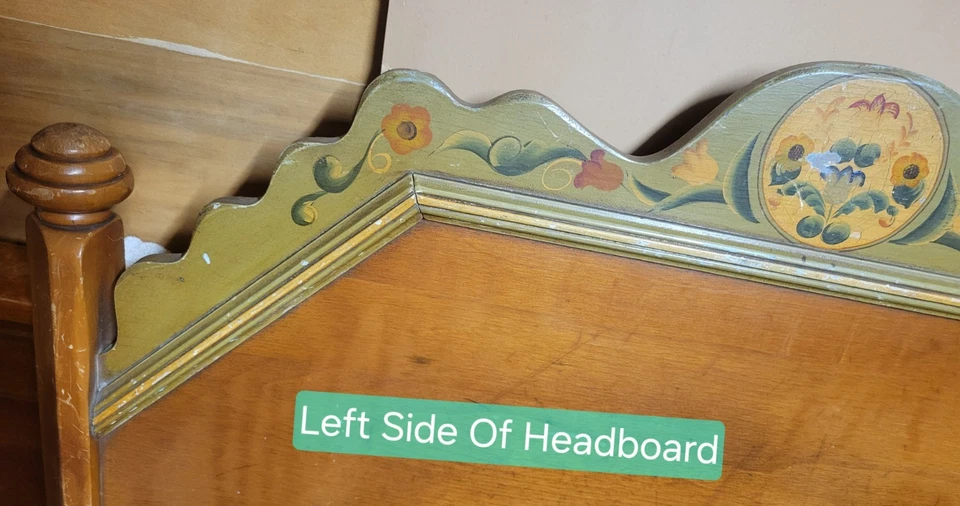 Rare 1930s Monterey Twin Head & Foot Board W/Original Paint, Branded, Model #712 - Image 3 of 4