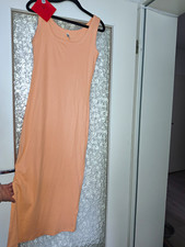 Damen Jerseykleid beige unifarben runder Auss...
