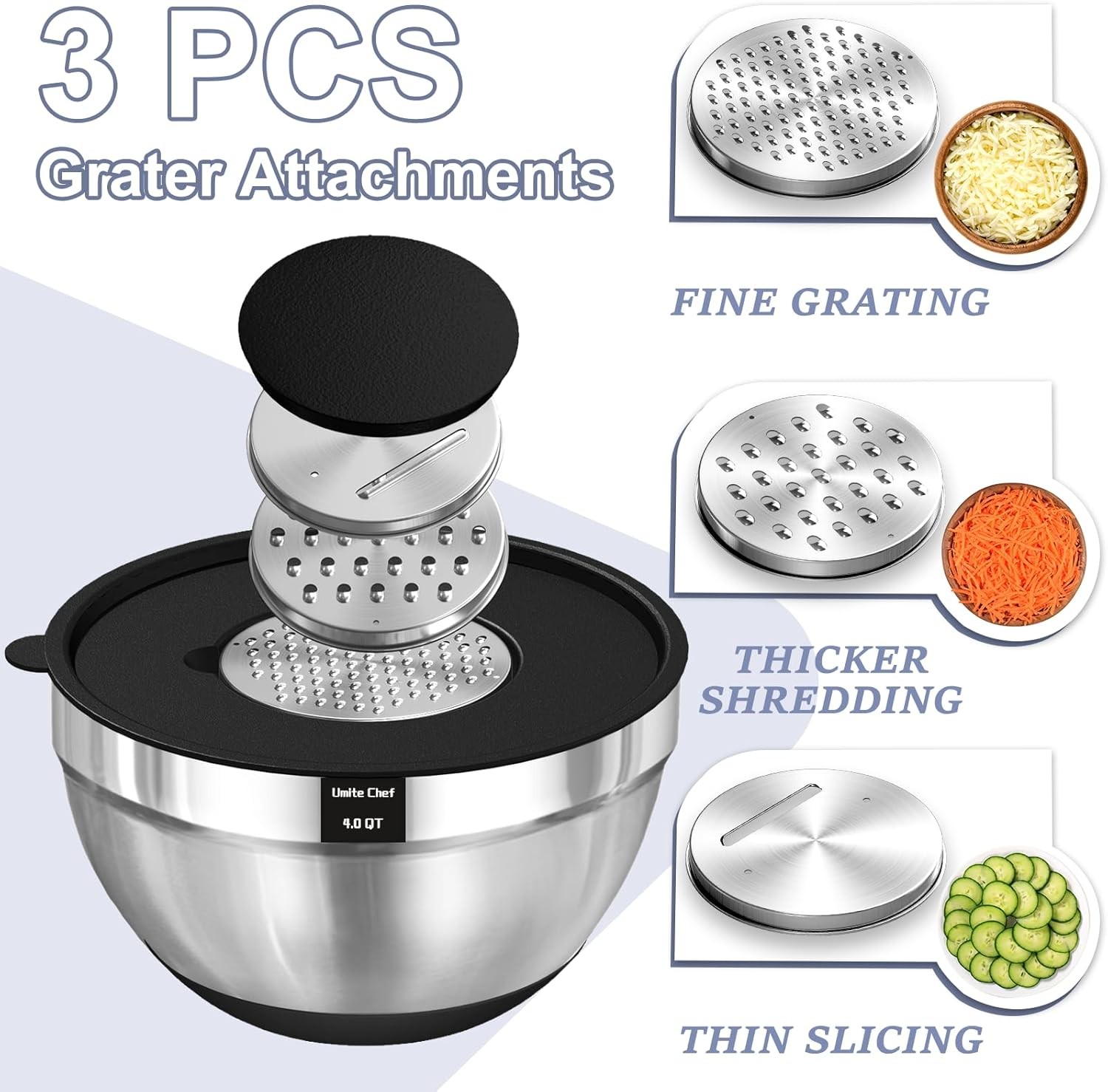 Mixing Bowls with Airtight Lids, 8PCS Stainless Steel Nesting Mixing
