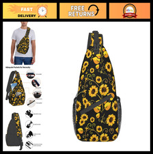 Sunflower Crossbody Sling Bag for Men  Women - Adjustable Chest Backpack, Hikin