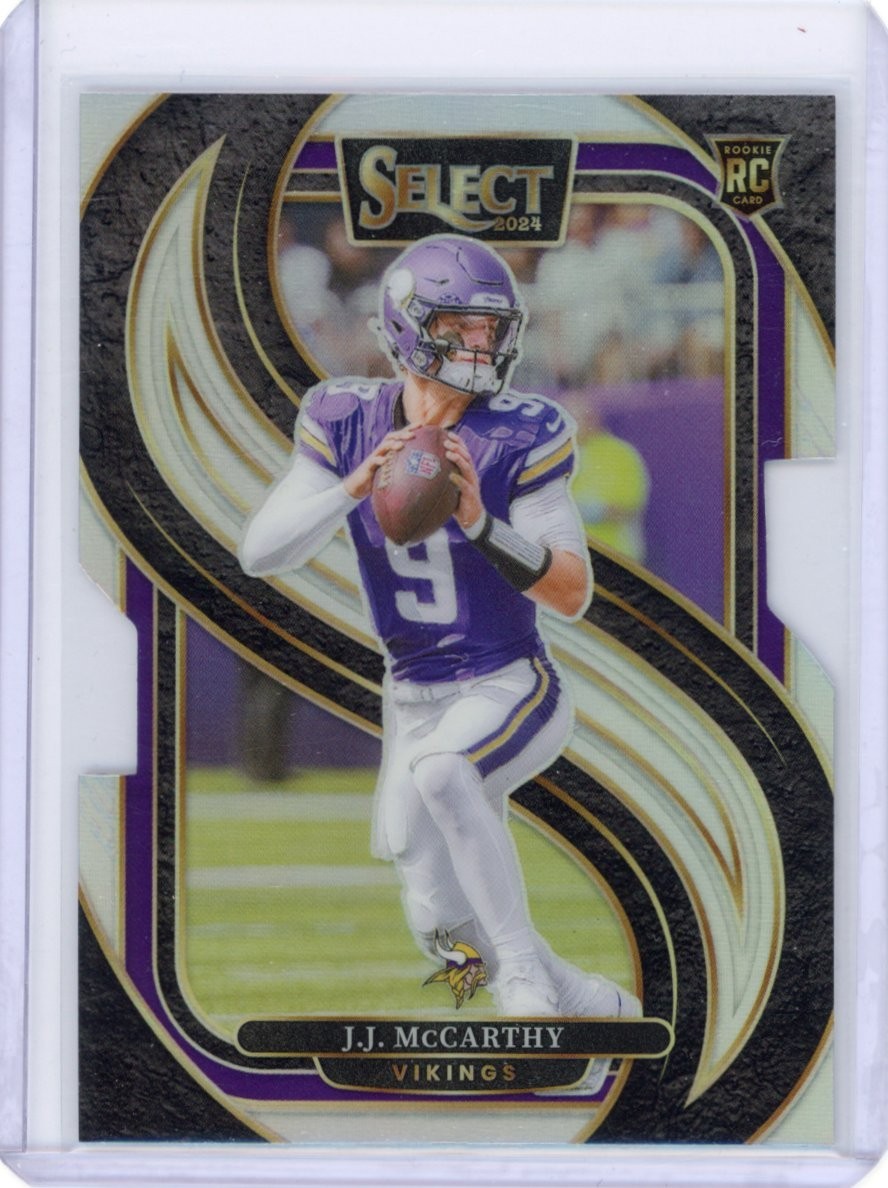 J.J. MCCARTHY 2024 PANINI SELECT PREMIER LEVEL SILVER PRIZM DIE-CUT #134 ROOKIE