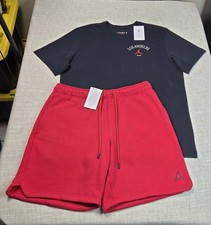 NIKE Jordan Los Angeles T-shirt  Shorts Set Large Mens Black Red Jumpman Fleece