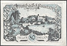 80 Heller Grünbach 1920 emergency money voucher Austria #16.02.a4
