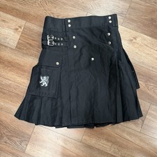 Scottish Kilt Shop Black Utility Kilt Goth Punk Steampunk Sz 35 Pockets Festival