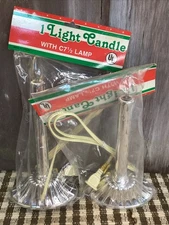 Vintage Single Light Candolier Candelabra Electric Drip Candle Silver Plastic X2