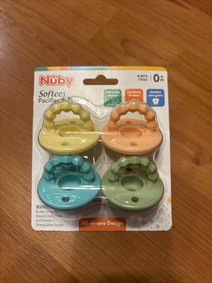 NUBY Softees Baby Pacifier and Teether All-in-One 0+m BPA FREE Soft Silicone NEW