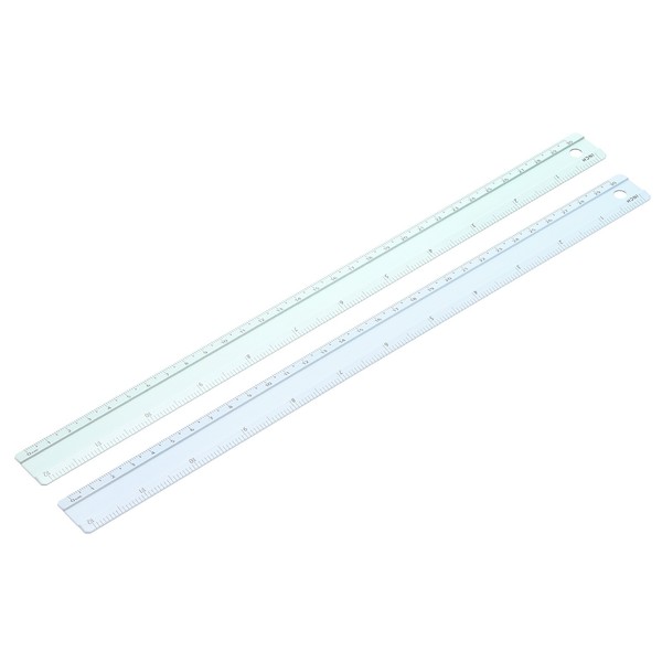 FüR Metal Ruler 12 Zoll/30Cm, 2 StüCk Aluminium Lineal Doppelskala GrüN/Blau-image
