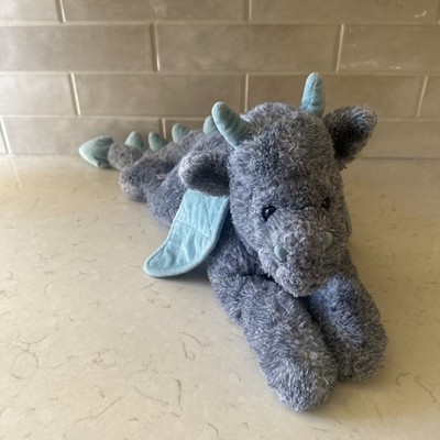 FAO Schwarz Dragon Plush Blue-Gray Teal Green Blue Tail Spikes Wings