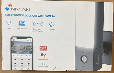 NIVIAN Smart Home Flutlicht mit Kamera 2K, Sicherheitslicht für den Außenbereich