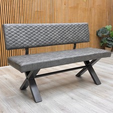 Furniture Village 'Earth' Dining Bench Graphite Grey Faux Leather High Back Seat