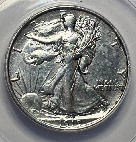 1919-D Walking Liberty Half Dollar - ANACS AU-50 Details; Nice Coin!