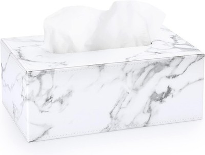 Marble Tissue Box Cover Rectangular Facial Tissue Box Holder for Bathroom Desk