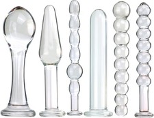 Glas Anal Plug Kugeln G-Punkt Stimulator 7 Größen Dildo Massage Penis M
