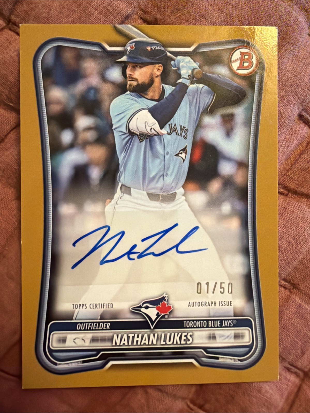 2026 Bowman Baseball PRV-NL Nathan Lukes Gold Preview Variation Auto /50