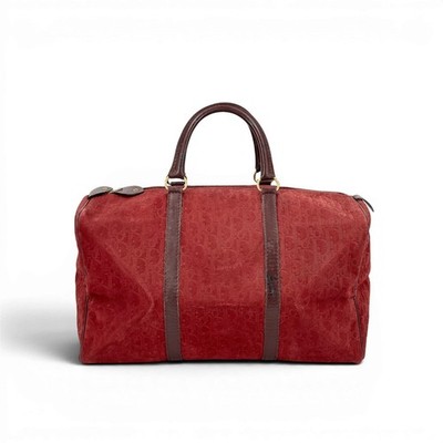 CHRISTIAN DIOR Red Trotter Suede & Leather Vintage Women Boston Bag