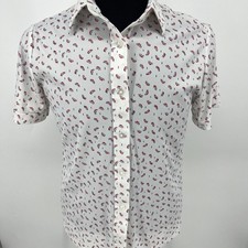 VTG 70s Sears Perma-Prest Shirt Geometric Blue Red Point Collar 18