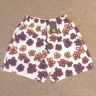 Converse Shorts Floral Weiß Baumwolle Herren Größe Small Sommer Freizeit Urlaub Neu