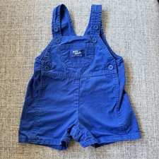Vtg 90s Baby B  gosh Overall Shortalls Jumper 6-9 Mos Cobalt Blue Retro Nautical