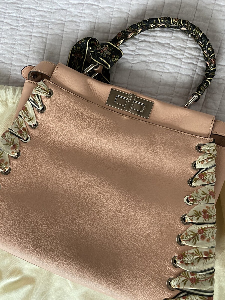 New No Box Fendi Pink Medium Peekaboo Ribbon Whipstitch Bag From