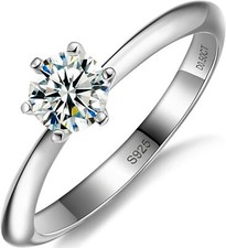  Solitaire Engagement Rings for WomenSterling Silver 0.5ct 6-Prongs 