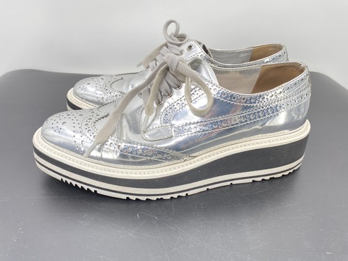 prada silver platform sneakers