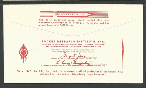 1971 US rocket mail RRI flight XXXI, UN FDC, Apollo 14, Schmiedl - EZ 143C1h - Picture 2 of 2