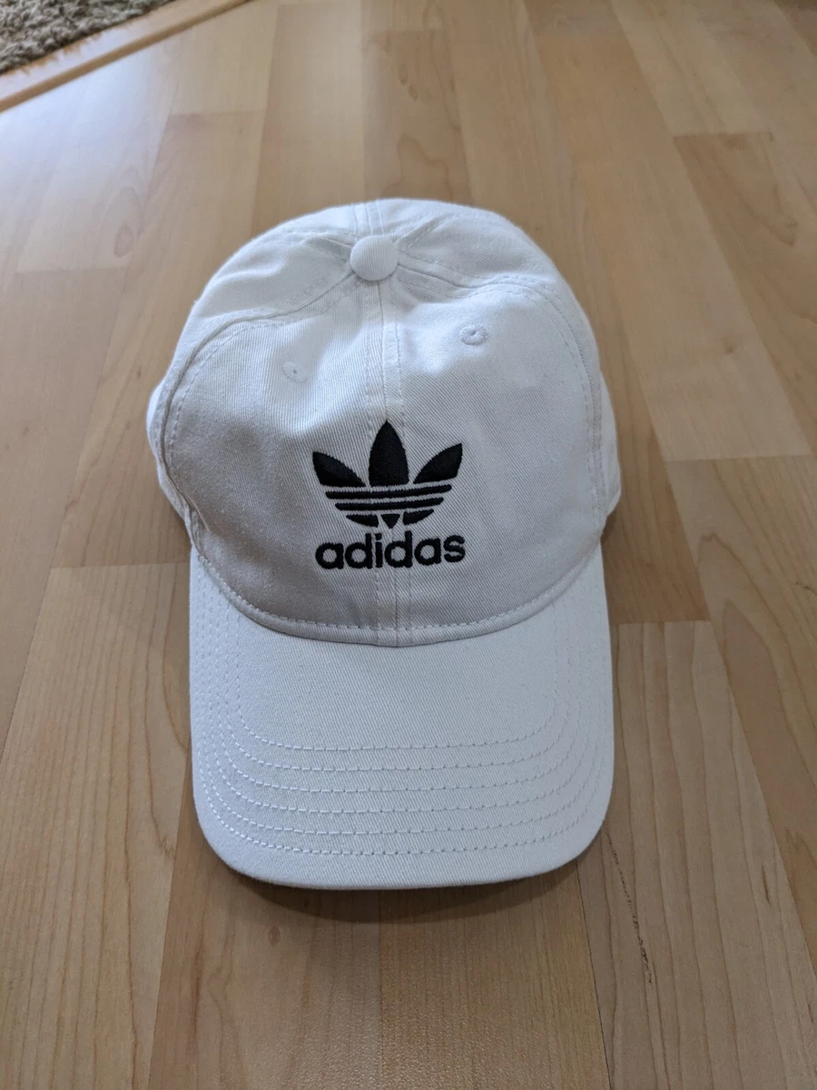 Adidas Men s Originals Relaxed Strapback Cap Hat White w Black