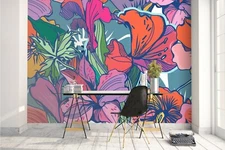 3D Floral Seamless Wallpaper Wall Mural Removable Self-adhesive Sticker 593