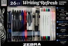 Zebra Writing Refresh Combo Pack Z-Grip F-301 Mildliner Fountain Pens, 26 Count