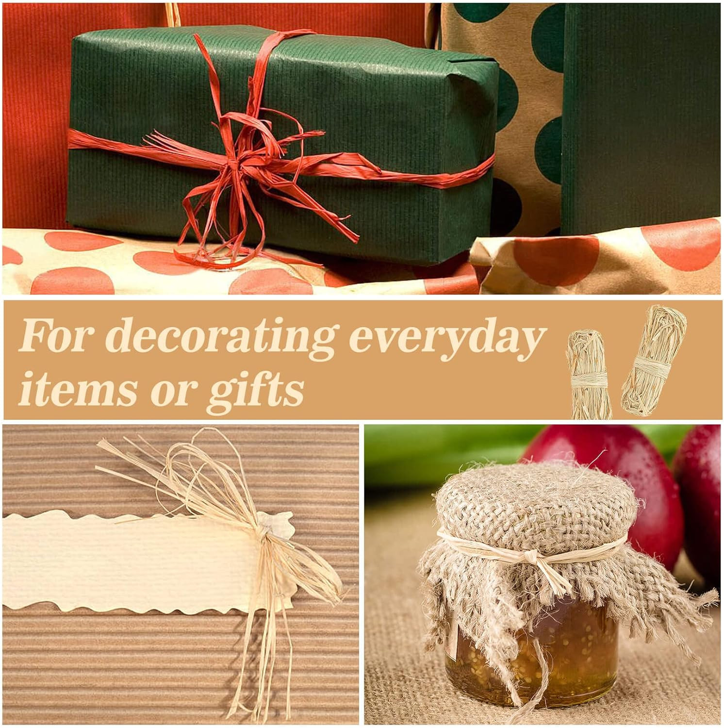 6PCS Raffia Ribbon Raffia Grass Sukh Raffia Straw for Florist