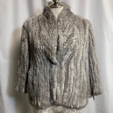 Joie Fur Jacket Women's Medium Gray 100% Rabbit Fur Long Sleeve Open Front