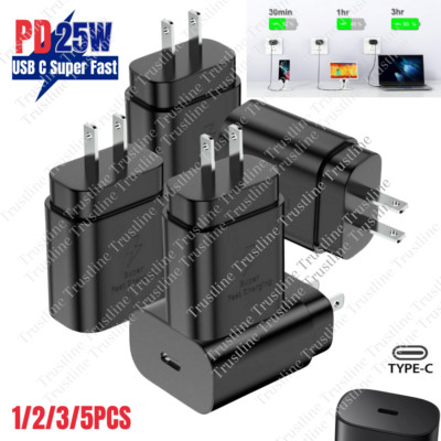 1-5x Lot 25W PD USB C Super Fast Charger Block Type C Charging Cube For Samsung