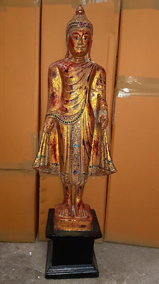95cm  Holz  Buddha Mönch  handgeschnitzt  Feng Shui Gottheit Deko