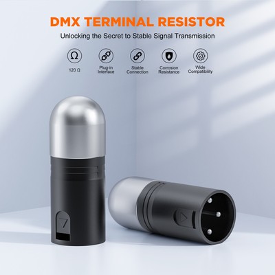 Neu DMX 512 Terminator Endwiderstand Abschlußwiderstand XLR 3-pol 120 Ohm Metall