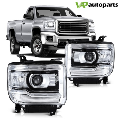 For GMC Sierra 2014-2019 Headlights Assembly Pair Left + Right Side Headlamp