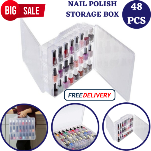 48Pc Nail Polish Storage Case Gel Display Holder Clear Varnish Bottles