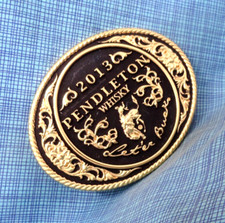 2013 Pendleton Whisky Leter Buck Promo Belt Buckle Montana Silversmiths .NOX983