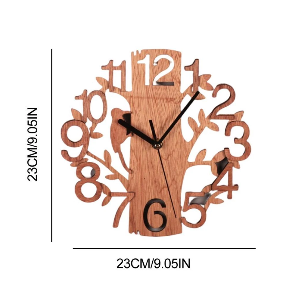 Reloj de Pared Forma de Árbol Silencioso Antimarca Reloj para Oficina Salón Dormitorio Foto 3 de 4