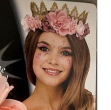 Fairy Pink Flower Gold Crown Headband  Face Tattoos 2 Pc Halloween Accessory