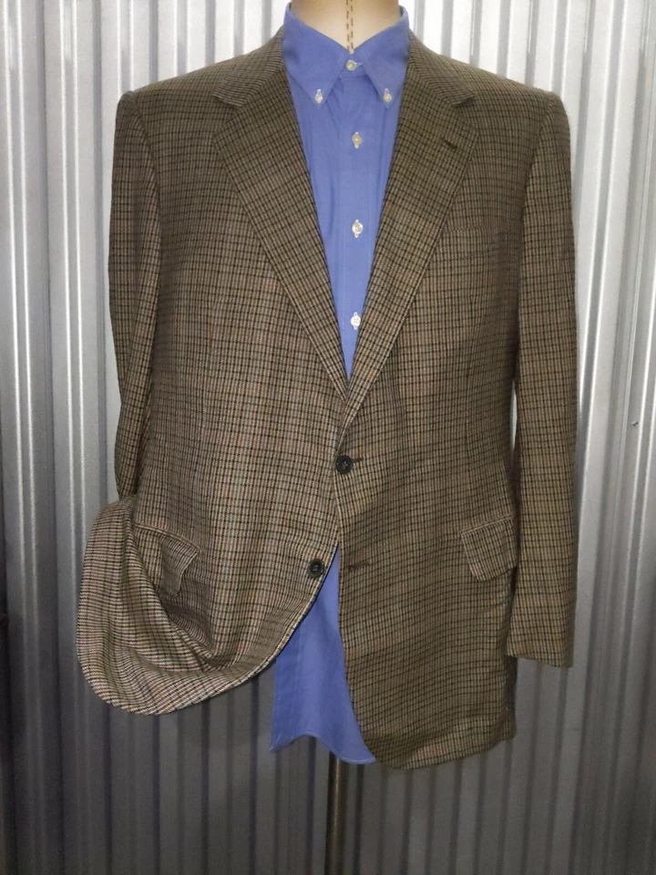 56 46 Brioni Naranja Marrón Verde Rosa Lana Tweed Cuadros Blazer Chaqueta Abrigo Deportivo Foto 2 de 4