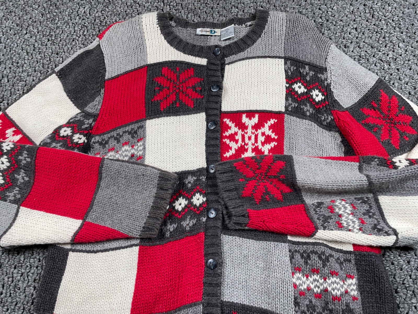 Patchwork Snowflake Pattern Cardigan Women's XL R… - image 14