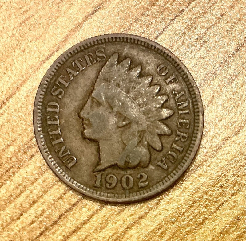 1902. V/ FINE.  INDIAN HEAD CENT  LIBERTY visible