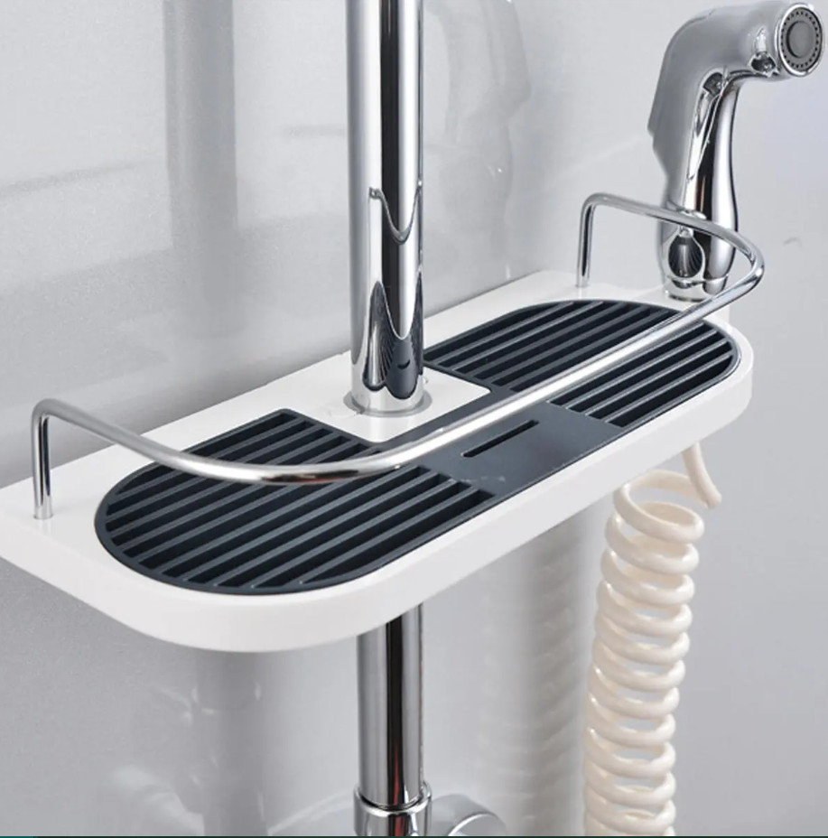 Bathroom Hanging Pole Shower Caddy Rack Storage Shelf Holder Organizer Tidy Tray