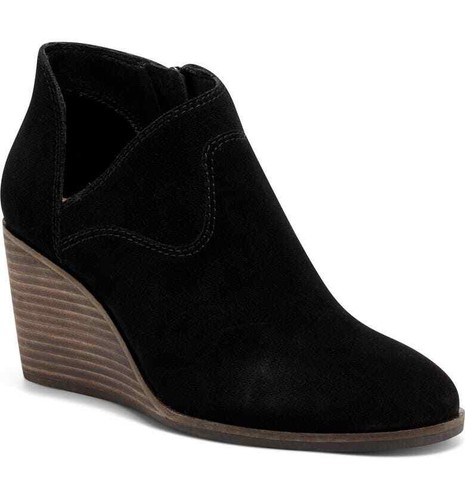 Zollie Almond Toe Black Suede Wedge 