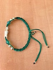 Pulsera de San Judas Verde tejido torsal y oro laminado, ágata 6mm NUEVO