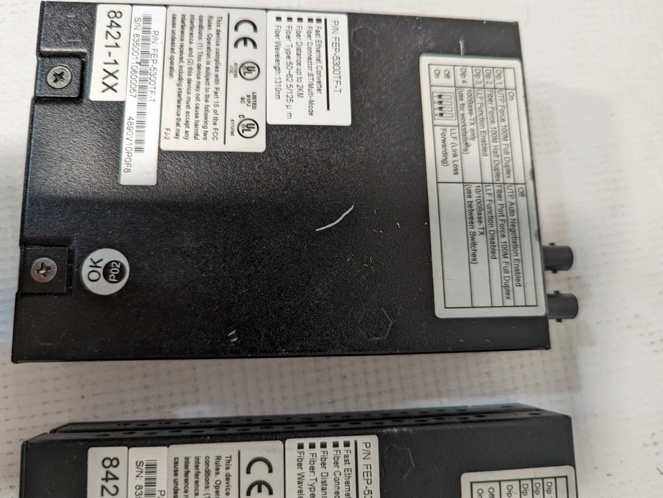 Lot of 2 UniCom FEP-5300TF-C Velocity 4 Multimode Network Converters, No Power S - Image 3 of 3