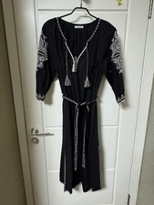 $790 Ulla Johnson Black Long Embroidered Dress Size 2