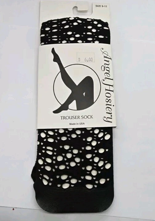Pantalón Calcetines Mujer Patrón FISH NET Talla 9-11 Negro SEXY #2 Hecho en EE. UU. Foto 4 de 4